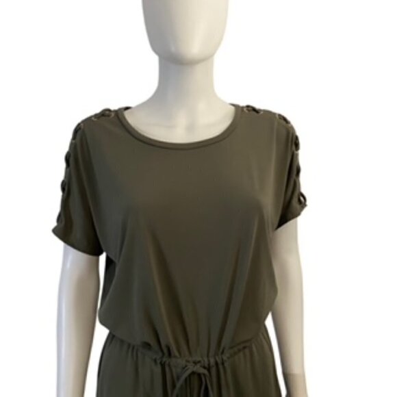 Ralph Lauren Olive Criss Cross Shoulder Jumpsuit Medium - Picture 5 of 5